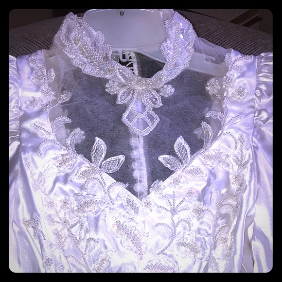 Never Worn Vintage Style White Satin Wedding Dress